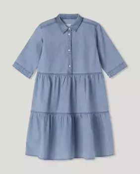 Джинсовое платье для девочек стандартного кроя с короткими рукавами Pepe Jeans, синий