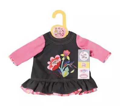 Джинсовое платье Dolly Moda для куклы Baby Born 43 см. ZAPF