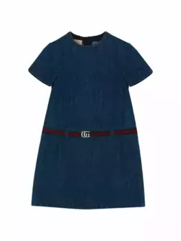 Джинсовое платье Double G Gucci, тёмно-синий