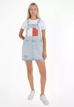 Джинсовое платье, хлопок, разрушенный вид, для женщин TOMMY Jeans, цвет Denim Light