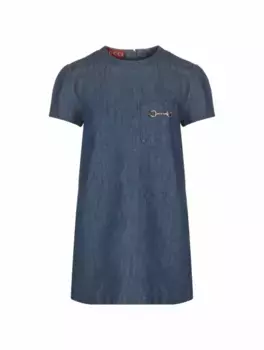 Джинсовое платье Horsebit Gucci, тёмно-синий