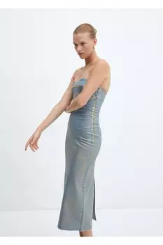 Джинсовое платье из фольги Mango, золотой