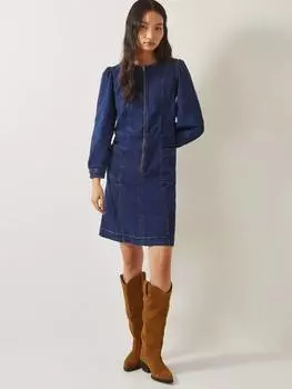 Джинсовое платье katlyn на молнии Monsoon, цвет Mid Authentic Blue