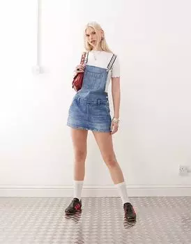 Джинсовое платье-комбинезон Tommy Girl от Tommy Jeans темного цвета