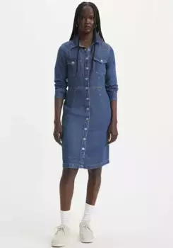 Джинсовое платье Levi's "OTTO WESTERN DRESS", в классическом вестерн-стиле, синий