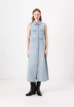 Джинсовое платье MAXI BUTTON FRONT DRESS DKNY, цвет Crosby