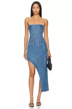 Джинсовое платье-миди amory Bardot, синий