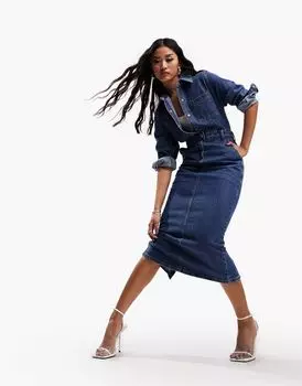 Джинсовое платье миди ASOS DESIGN