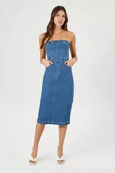 Джинсовое платье-миди без рукавов Forever 21, деним