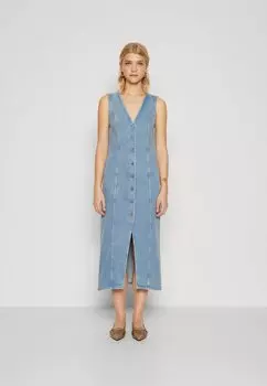 Джинсовое платье MIDI DRESS Abercrombie & Fitch, цвет indigo