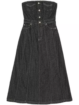 Джинсовое платье миди Fluffy GANNI, черный