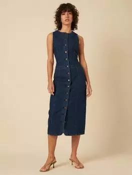 Джинсовое платье миди из чистого органического хлопка ned Nobody's Child, темно-синий
