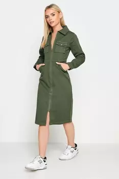 Джинсовое платье миди на молнии Pixiegirl Petite, зеленый