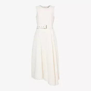 Джинсовое платье миди с асимметричным подолом и вставками Weekend Max Mara, экрю