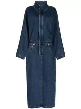 Джинсовое платье миди с длинными рукавами Ronny Kobo, синий