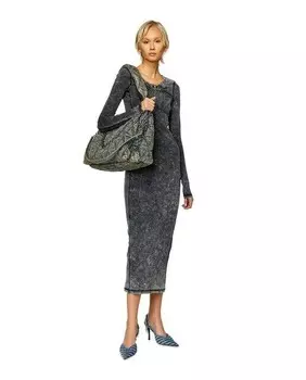 Джинсовое платье миди с длинными рукавами Diesel, серый