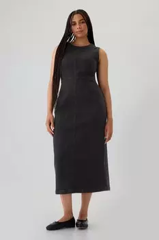 Джинсовое платье миди с круглым вырезом Gap, черный