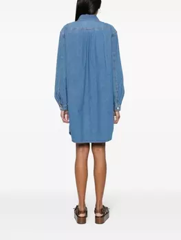 Джинсовое платье миди с вышивкой MOSCHINO JEANS, синий