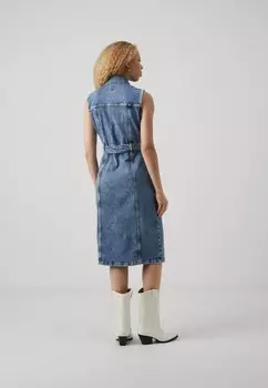 Джинсовое платье Midi Shirtdress Preston GAP, светло-голубой деним