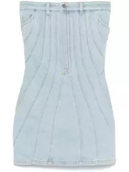 Джинсовое платье мини без бретелей Mugler, синий