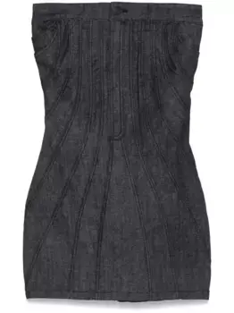 Джинсовое платье мини без бретелей Mugler, черный