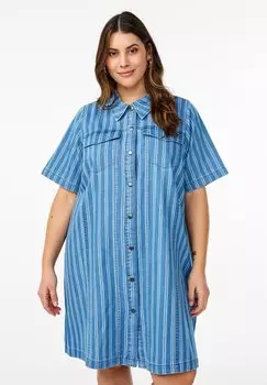 Джинсовое платье MIT STREIFENMUSTER Zizzi, цвет Blue Denim Stripe