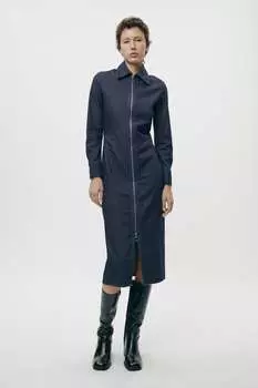 Джинсовое платье на молнии ZARA, синий