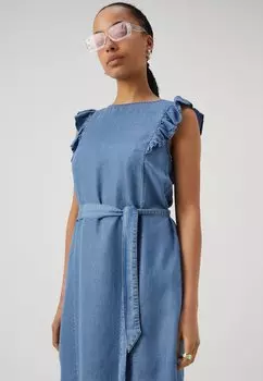 Джинсовое платье Onlpema Frill Belt Dress ONLY, средний синий деним