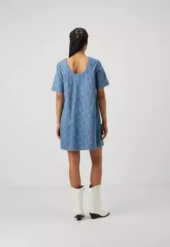 Джинсовое платье Pcdiana O Neck Short Dress Pieces, средний синий деним