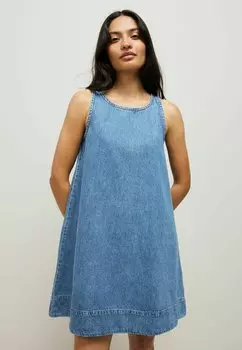 Джинсовое платье PETITE FIT DENIM RACER Next, синий