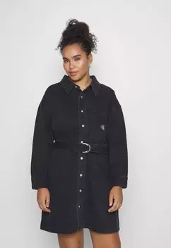 Джинсовое платье ПЛАТЬЕ BELTED DENIM Calvin Klein, деним черный
