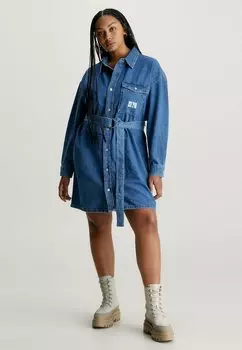 Джинсовое платье PLUS SIZE BELTED Calvin Klein Jeans, светлый деним
