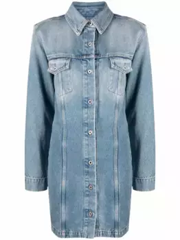 Джинсовое платье-рубашка с длинными рукавами OFF-WHITE, синий