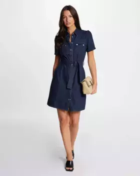 Джинсовое платье-рубашка с поясом Morgan, цвет Azul ndigo