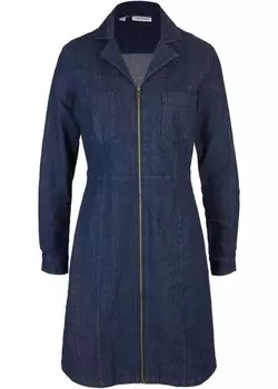 Джинсовое платье с длинными рукавами John Baner Jeanswear, синий