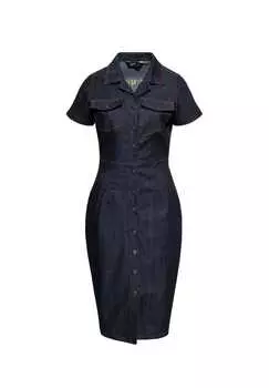 Джинсовое платье с крупной вышивкой рок-н-ролльные мятежные королевы Queen Kerosin, цвет jeans