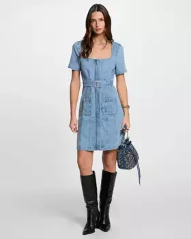 Джинсовое платье с квадратным вырезом Morgan, синий
