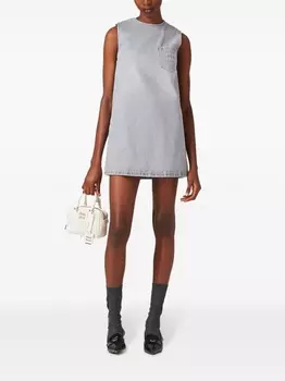 Джинсовое платье с логотипом Miu Miu, серый