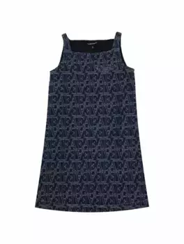 Джинсовое платье с монограммой EMPORIO ARMANI, тёмно-синий