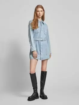 Джинсовое платье с поясом на талии Calvin Klein Jeans, светло-голубой