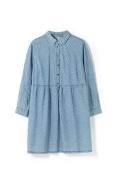Джинсовое платье с принтом в горошек и карманами sheego, цвет Light Blue Denim