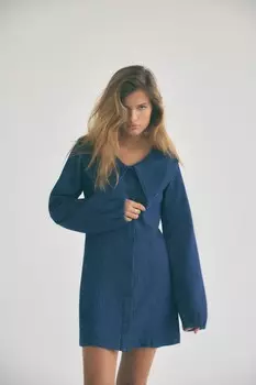 Джинсовое платье с воротником питер пэн ZARA, синий