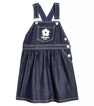 Джинсовое платье с вышитым логотипом Kenzo Kids, синий