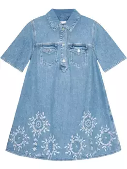 Джинсовое платье с вышивкой GANNI, синий