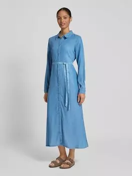 Джинсовое платье с завязывающимся поясом, модель 'Sicca' mbyM