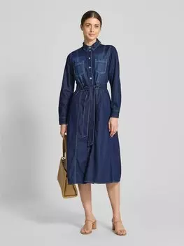 Джинсовое платье с завязывающимся поясом Zero, темно-синий