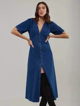 Джинсовое платье шеннон из чистого органического хлопка Nobody's Child, цвет Denim Blue