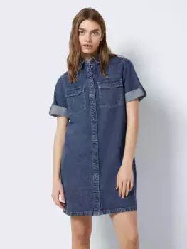Джинсовое платье "шумный май" "NMNEW SIGNE S/S DENIM DRESS WG002MB NOOS" Noisy May, синий