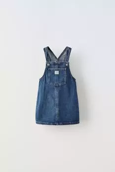 Джинсовое платье-синафор с этикеткой ZARA, синий