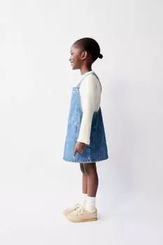 Джинсовое платье-синафор с сердечками ZARA, синий